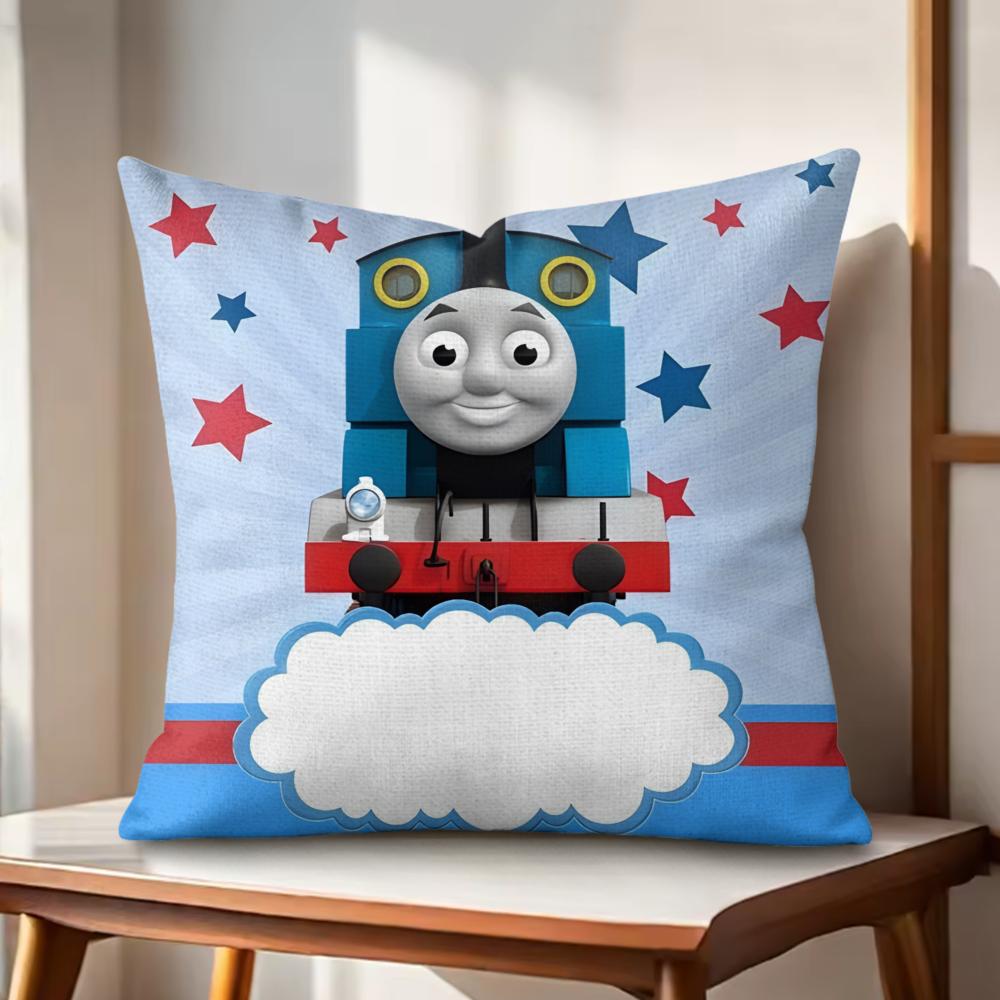 

CUTE TThomasS The Train Cushion Cover Natural Linen Organic Fabric DoubleSided Printing Couch Pillow Covers Home Decor 30x30cm