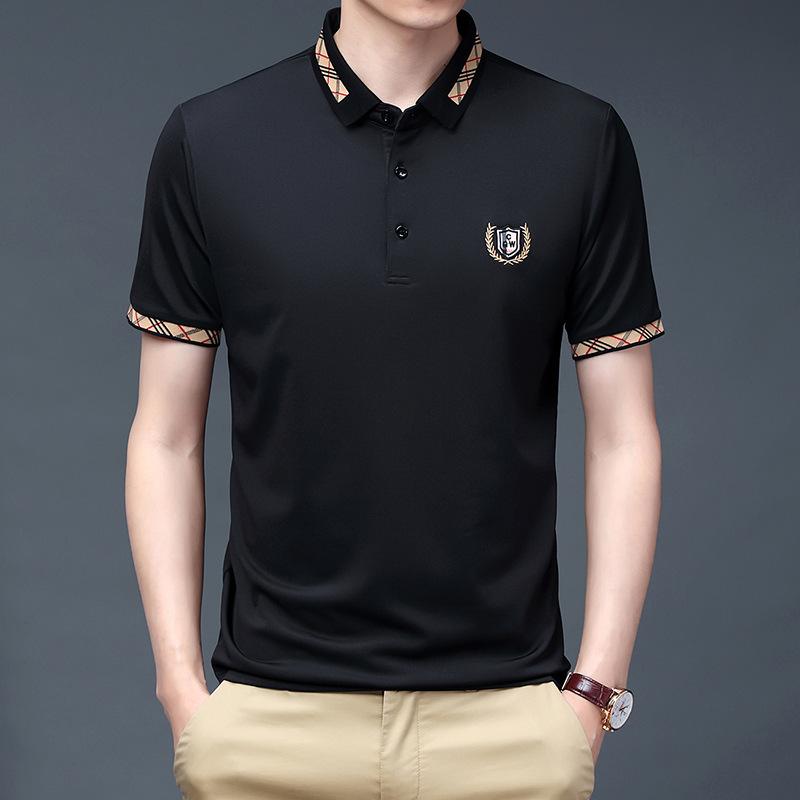 Besticktes Kurzarm-Medium Herren Revers Lockeres Koreanisches T-Shirt mit Basis Lässig Atmungsaktiv Maschinenwaschbar Poloshirt