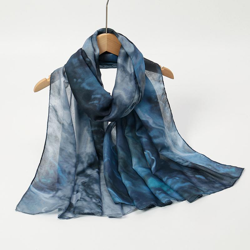 Watercolour Floral Color Modal Feeling Hijab Scarf Bandana for Women Lady Travel Versatile Casual Windproof Sand Proof Headscarf