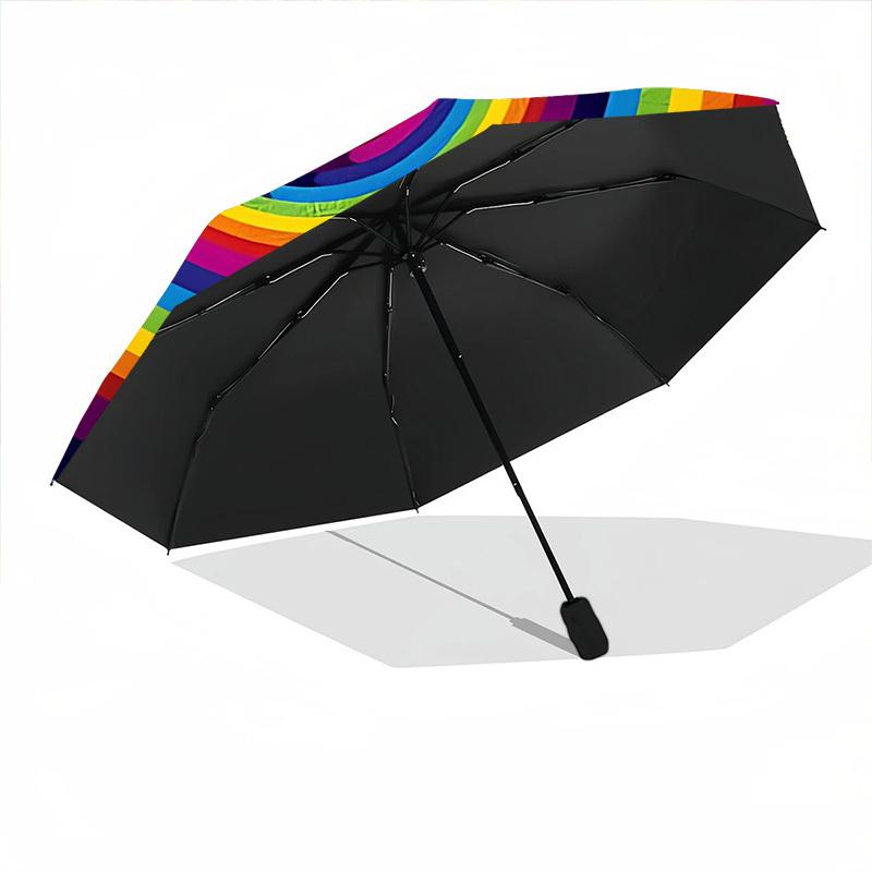 1pc Rainbow Spiral Automatic Open/Close Umbrella, Windproof, Folding Compact Umbrella with Lightweight Design for Women/Men057
