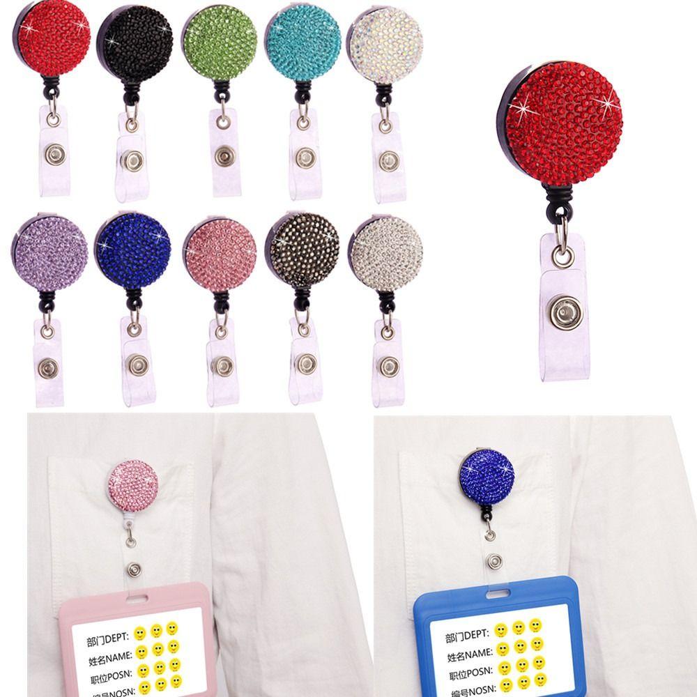 Chest Card Nurse Badge Reel Sparkle Easy Pull Buckle Retractable Badge Holder  Doctor Hospital