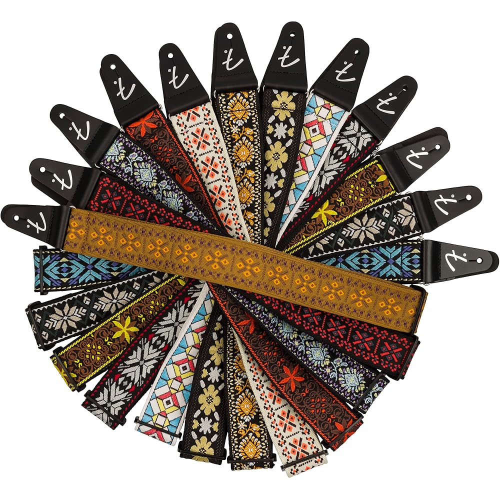 Fender Canadian Musical Instrument Strap Pasadena Woven Strap, Yellow Lotus, 2"