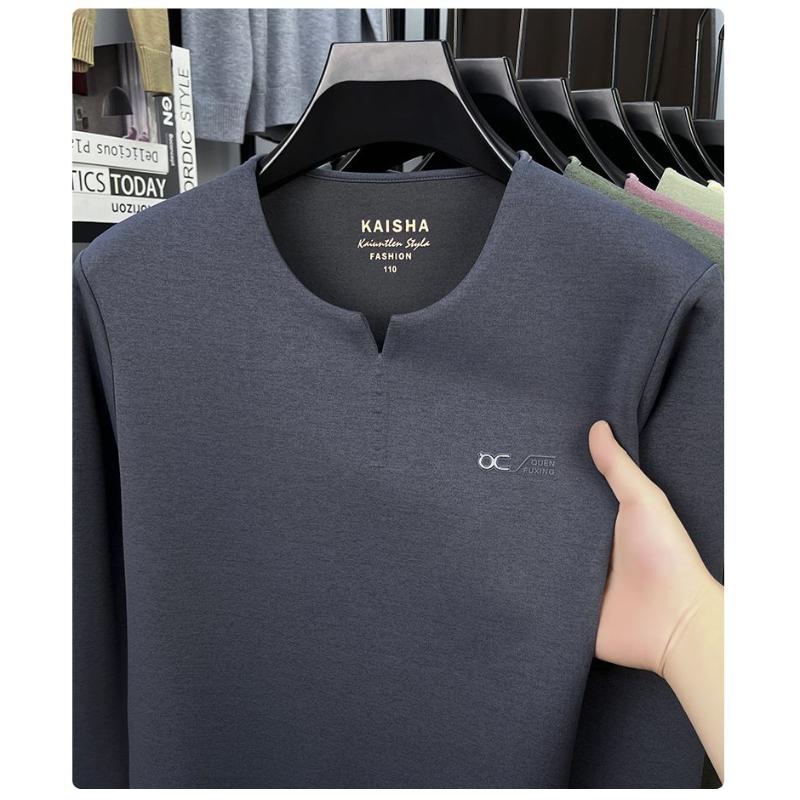 Ny långärmad T-shirt för unga medelålders trendiga herrkläder Snabbtorkande avslappnad och moderiktig