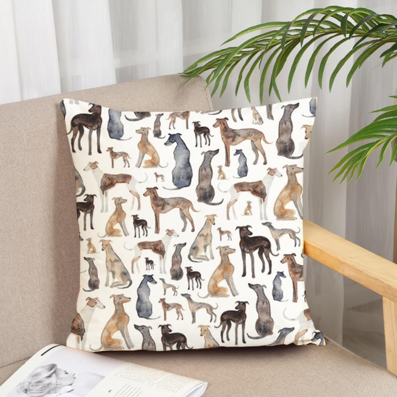 Watercolor Greyhound Pillow Cover Whippet Dog Print Dog Lover Cushion Case For Sofa Bed Couch Pet Home Decor Gifts
