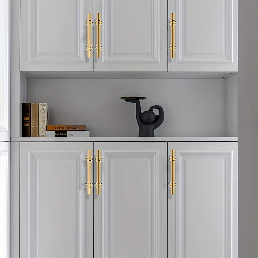 4 pcs Champagne Gold Cabinet Pulls Stainless Steel Kitchen Hardware with Screws and Screwdrivers