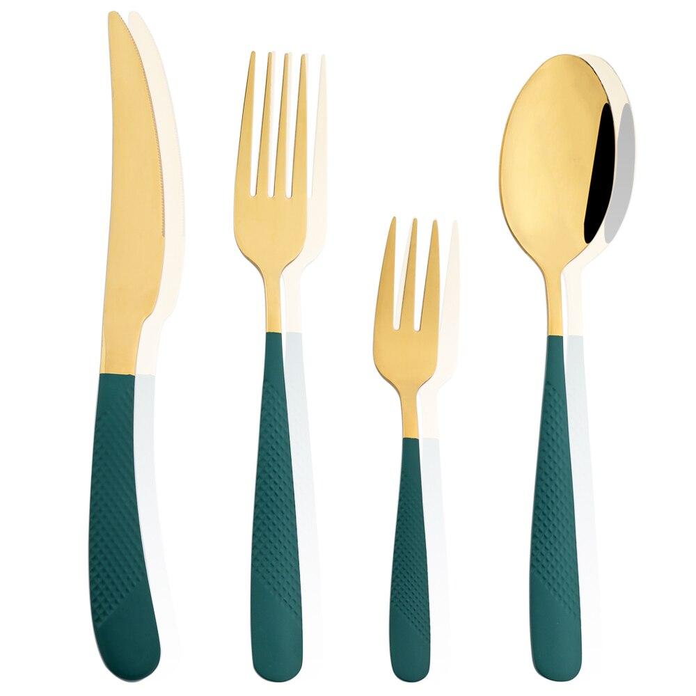 1/2/4/6Set Cutlery Stainless Steel Kitchen Black Gold Dinnerware Luxury Silverware Set Knife Cake Fork Spoon Flatware Set