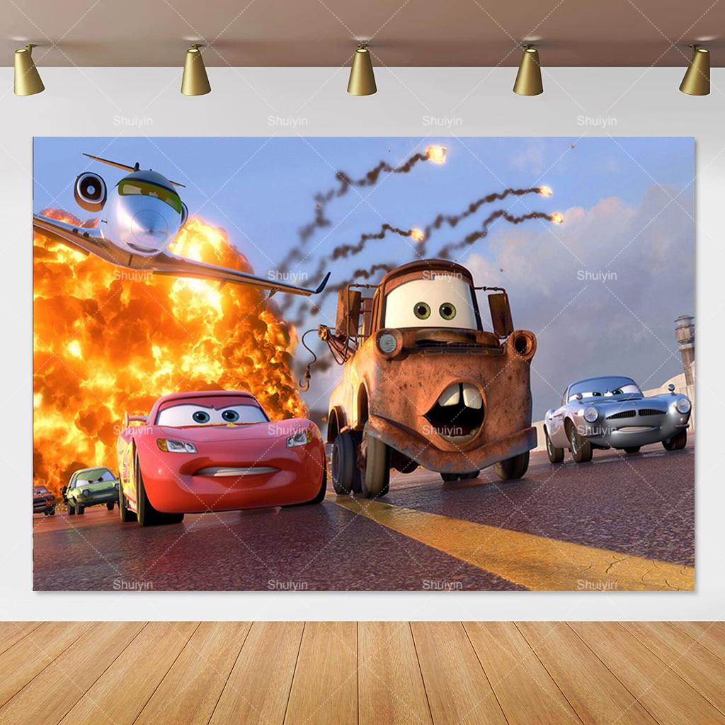 Disney Pixar Cars Lightning Mcqueen photo background for birthday party, studio photo background for kids, babies and baby welcome parties, AS41