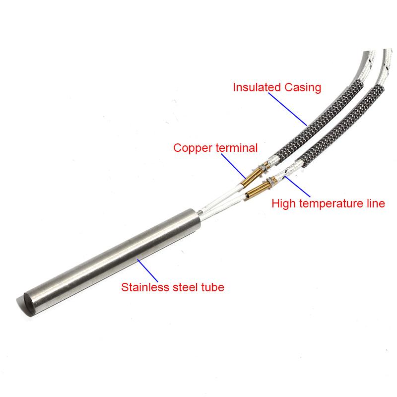 Riscaldatore a cartuccia 200W-250W 10x50mm/52mm/55mm/58mm/60mm Elemento riscaldante 316SS 220V/110V/380V Tubo riscaldante a testa singola 5 pezzi/lotto