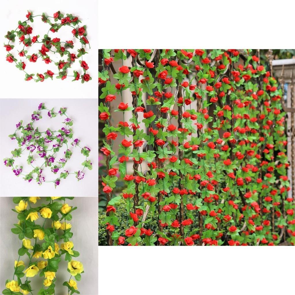 Lush And Vibrant Fake Silk Rose Artificial Flower Vine Ivy Leaf Garland For Home Decor