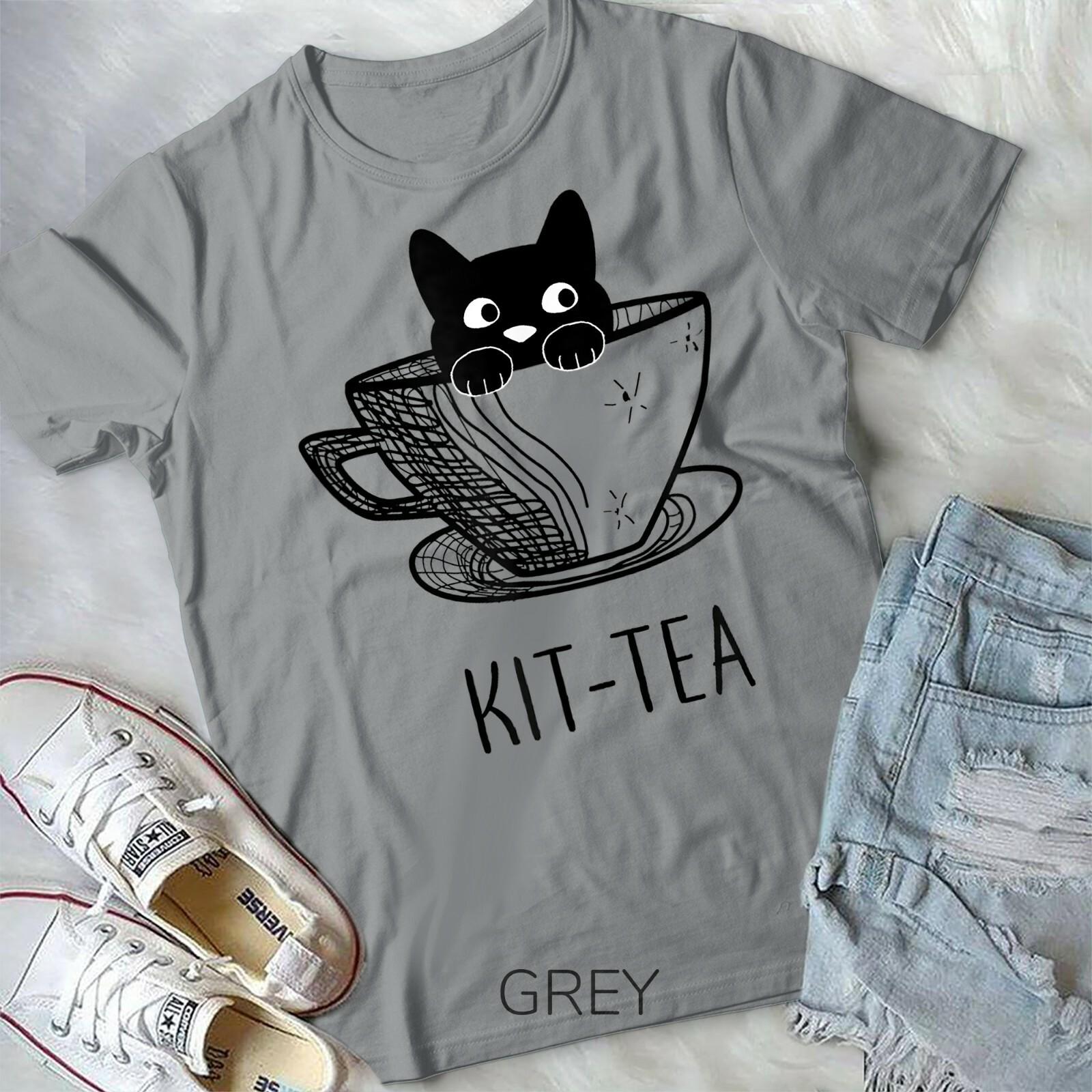 CaT-shirts KitTea Funny Cat Lover Gift Cute Black Cat Unisex Form T-shirt XXL