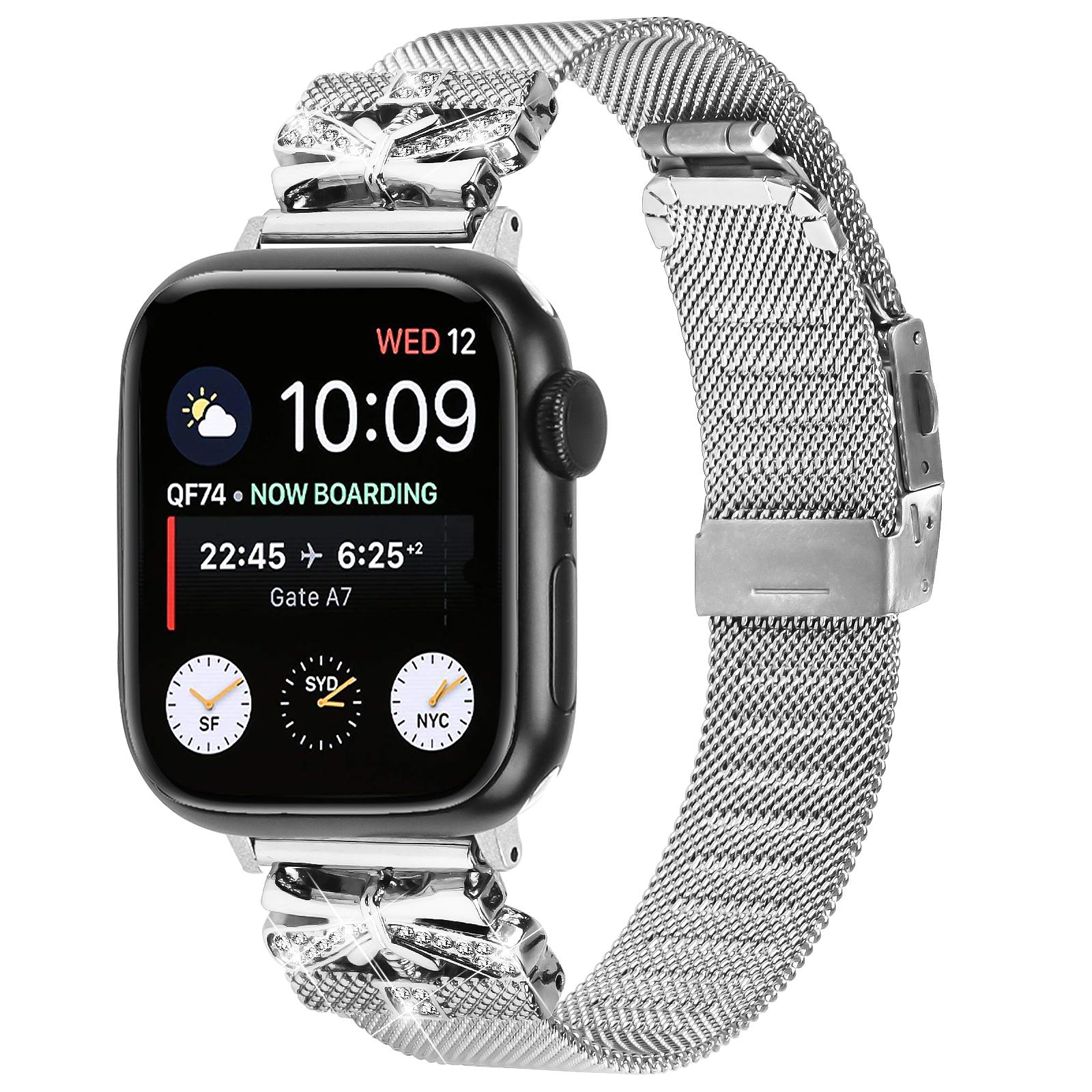

For Apple Watch Series 10 42mm/9 8 7 41mm/Series 6 5 4 SE SE (2022) SE (2023) 40mm/Series 3 2 1 38mm Stainless Steel Watch Strap Silver