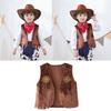 2 Pezzi Abiti Western Accessori Costume da Cowboy Western Gilet da Cowboy con Bandana Bambini Adulti Halloween Costumi Cosplay