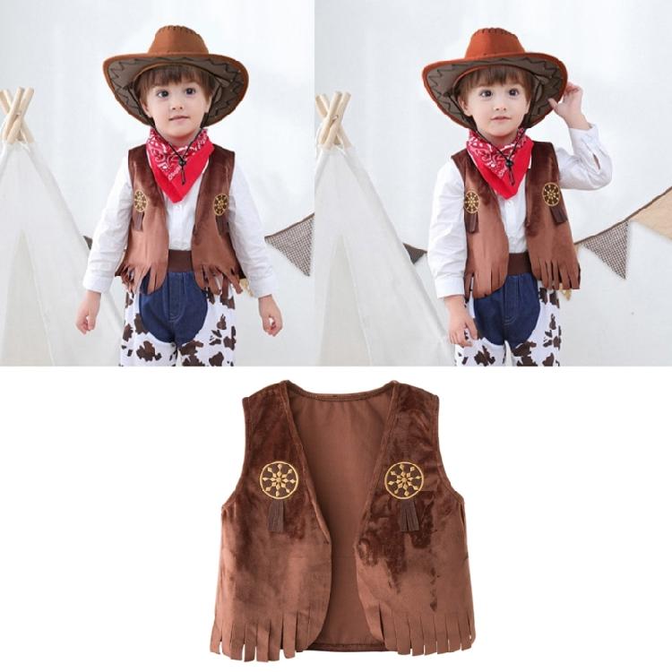 2 Pezzi Abiti Western Accessori Costume da Cowboy Western Gilet da Cowboy con Bandana Bambini Adulti Halloween Costumi Cosplay