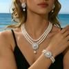 Hot-selling Flower Pearl Necklace Set, Women's Three-piece Set, Suitable for Weddings