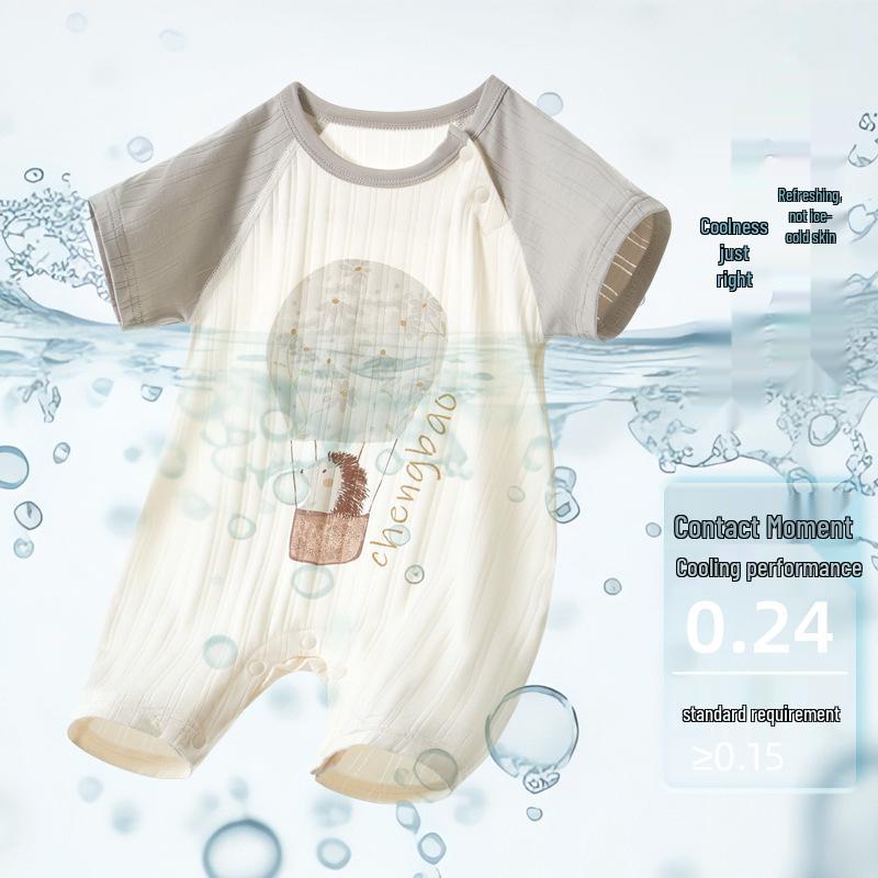 Bamboo Fiber Baby Summer Bodysuit Short Sleeve Jumpsuit Pajamas for Newborn Boys & Girls