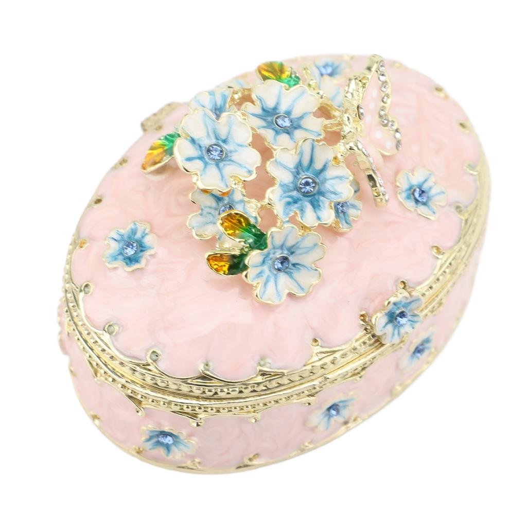 Hand Painted Trinket Box Enamel Vintage Jewelry Storage Box Metal Jewelry Organizer Decorative Rings Earrings Necklace