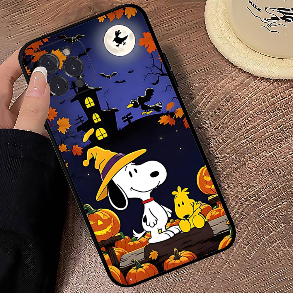 Cute Cartoon S-Snoopys Phone Case For Iphone 17 16 15 14 13 12 11 Pro Max Plus Black Shell Cover Case
