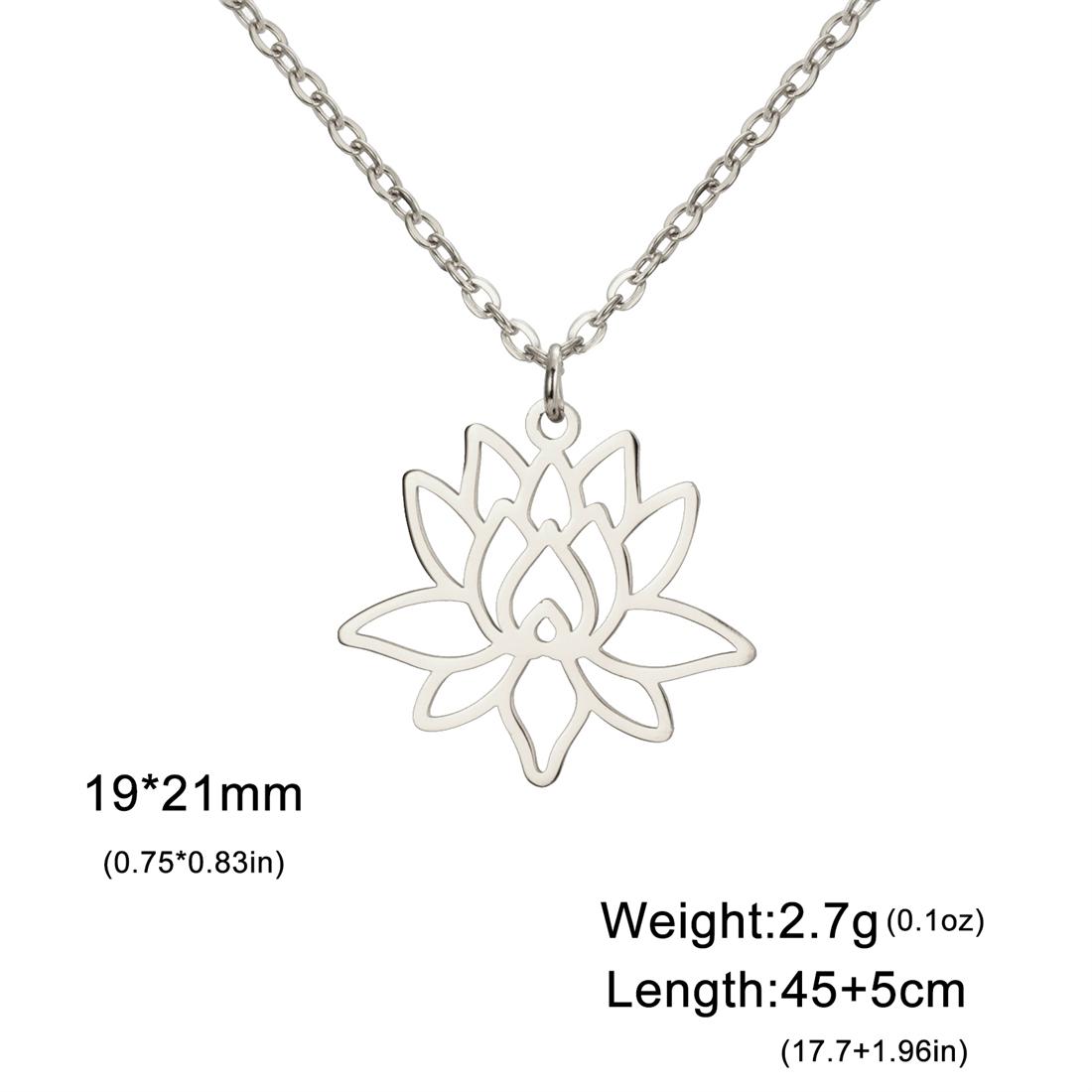 Buddhism Lotus Flower Necklaces Stainless Steel Charm Yoga Healing Pendant Necklace for Women Amulet Jewelry Wholesale