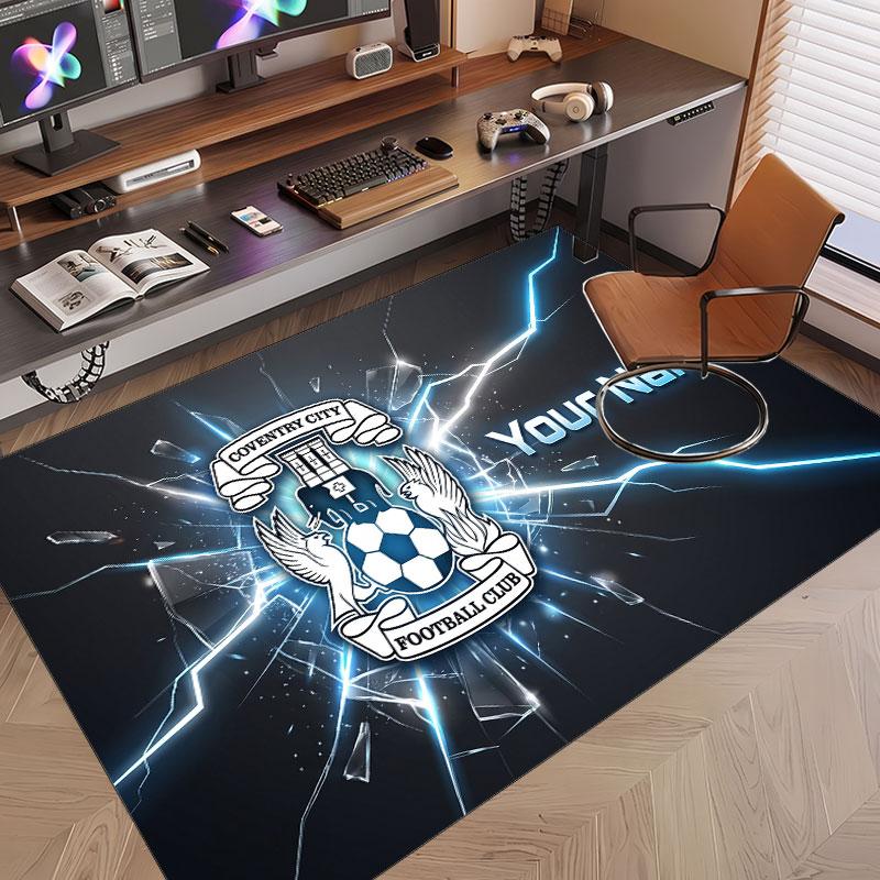Custom Rug Coventry City Pattern Print Name Text Soft Non‑Slip Floor Carpet for Home Indoor Decoration