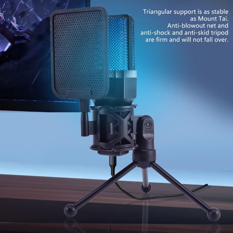 Upgrades Desktop Microphone Set 7 Color LED USB Plugs & Plays Connectivity Versatile Condenser Microphone with Stand