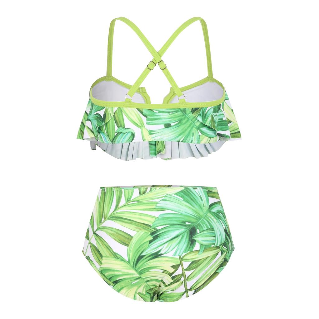 Kinder Farbkontrastfarbe Flansch Mode Zweiteiliger Badeanzug