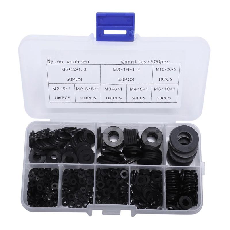 Assortment Gasket Automobiles Black Replacement Set Attachment Connector Faucet Flat Ring Grommet M2-M10 Nylon