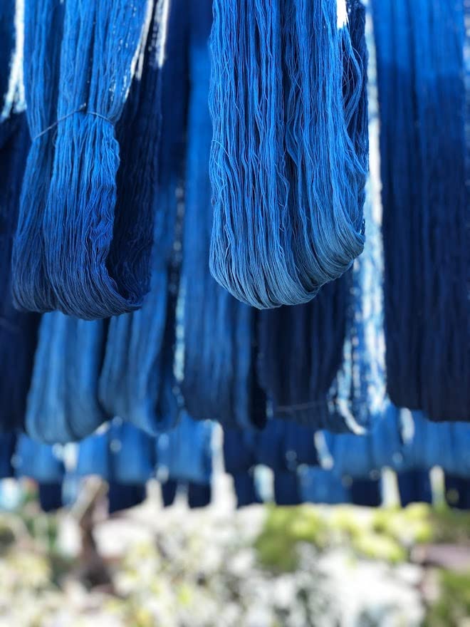 Textile Straight from the natural indigo assorted 50cm x 6 width cotton [Shimogawa (SHIMOGAWA)] weaver, dyed, types, plain, striped, checked,