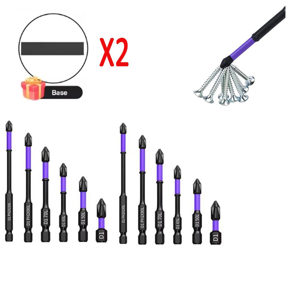 6/12 Pcs Magnetic Screwdriver Bits Non-slip Impact Resistant Torsion Non-slip Bit Hex Shank Alloy Steel Bit Suitable Power Tools