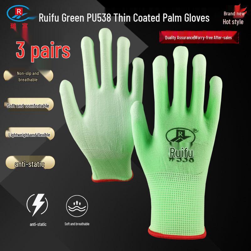 Rui Fu Small Green Women's Non-slip Anti-static Lightweight Work Gloves for Electronics