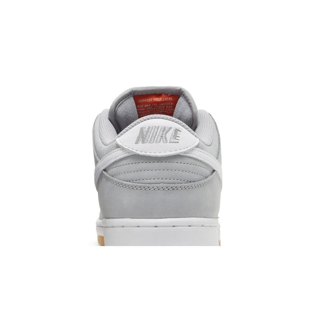Nike Dunk Low Pro ISO SB 'Wolf Grey Gum' (Unisex) Wolf Grey / White / Wolf Grey / Gum Light Brown / Pure Platinum / Safety Orange Skateboard Shoes