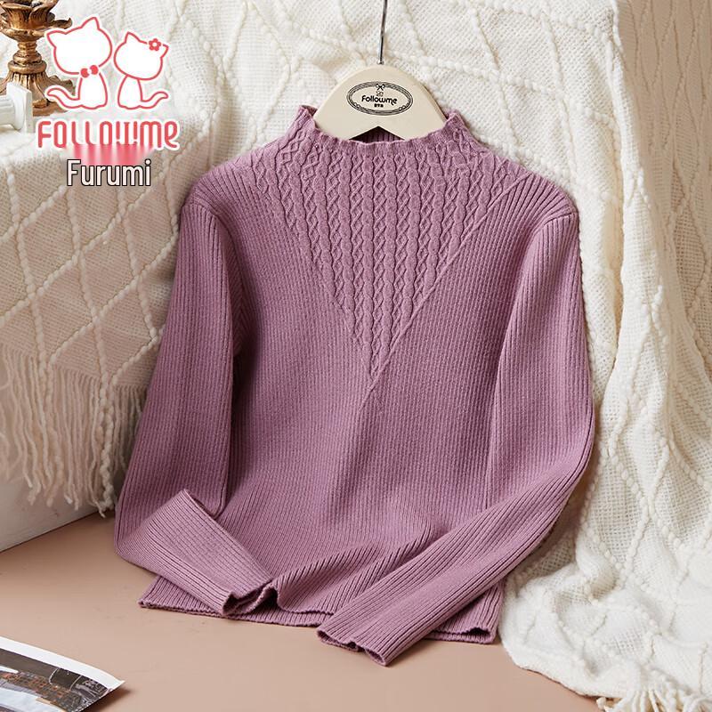 

Fuluomi Girls Winter Half-High Collar Knit Sweater 150