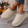 Fashion Women's Winter Embroidery Cotton Mules Slippers 2025 Soft Thick Bottom Indoor Slippers Warm Short Plush Designer Shoes for Woman