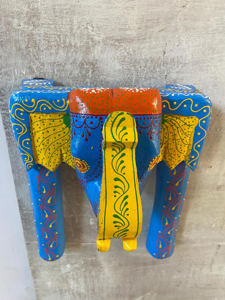Hand-Painted Wooden Elephant Head Wall Hanging: Ethnic Home Decor