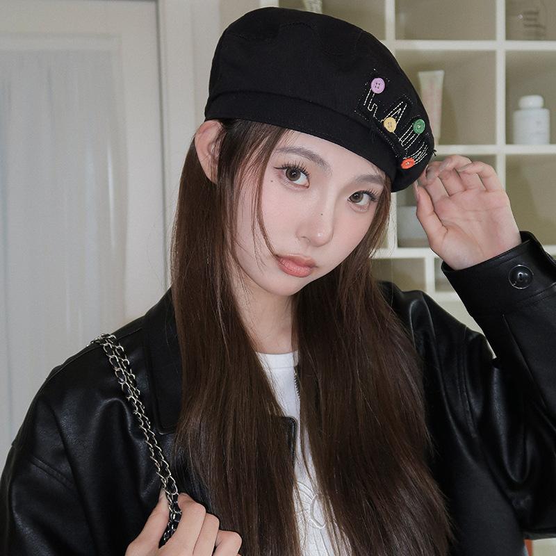 25 Early Autumn New Sweet Button Old Beret Female Retro Painter Hat