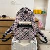 Large Capacity Plaid Backpack Women's Star Printed Student School Bag with Coin Purse