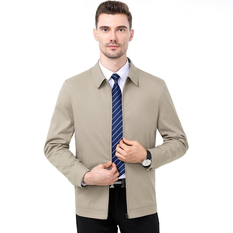 Middle-aged Men's Spring and Autumn Lapel Jackets, Middle-aged and Elderly Daddy Mulberry Silk Jackets, Men's Business Casual Thin Tops