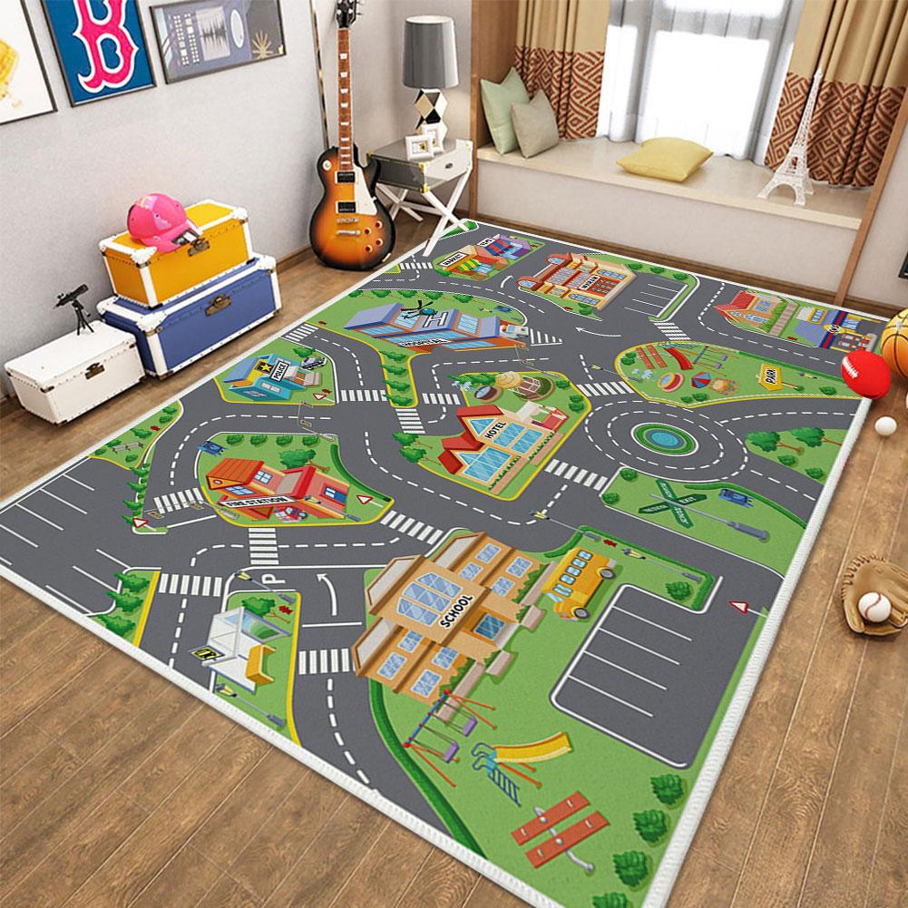 Child Playmat Highway Simulated City Traffic Playroom Area Rug,Carpet for Home Living Room Bedroom Sofa ,kids Non-slip Floor Mat