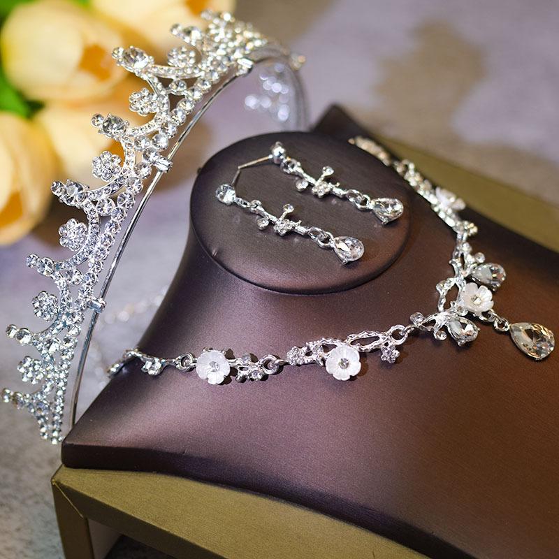 Neuer Diamant Silber Prinzessin Tiara Atmosphäre Hochzeitskleid Super Flash Kristall Luxuriös Göttin Braut Hochzeitskrone