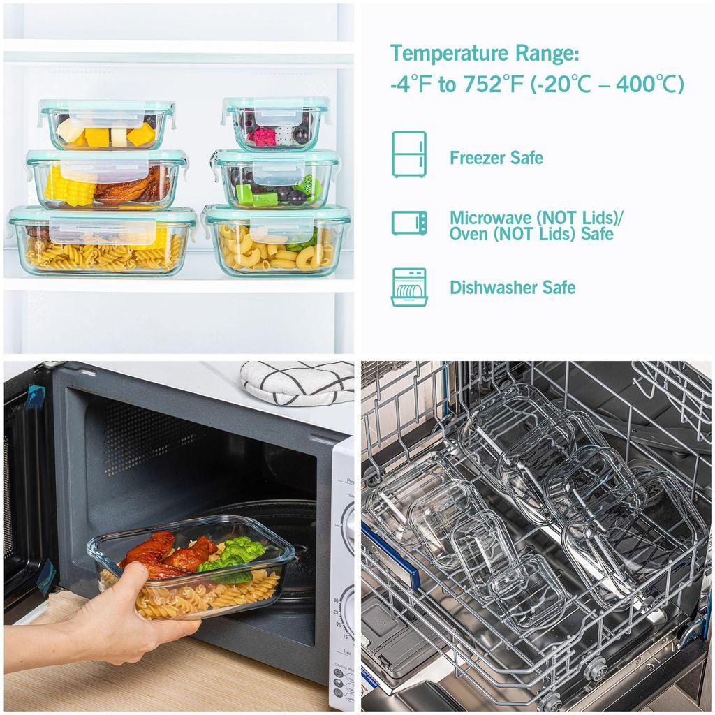 Borosilicate Glass Food Storage & Microwave Safe Bento Box Set