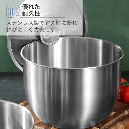 Asdays Rice Washing Bowl - Popular for Food Preparation and Mixing, Heat-Resistant, Deep, Baking Bowl, Made of 304 Stainless Steel, Set of 2 (Bowl + L