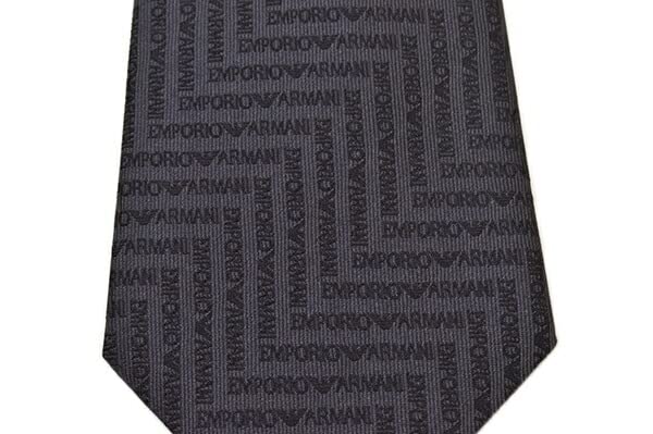 Emporio Armani Silk Tie with Brand Logo Blade eea23s006 Black (8.5cm Width) 3R604-00020