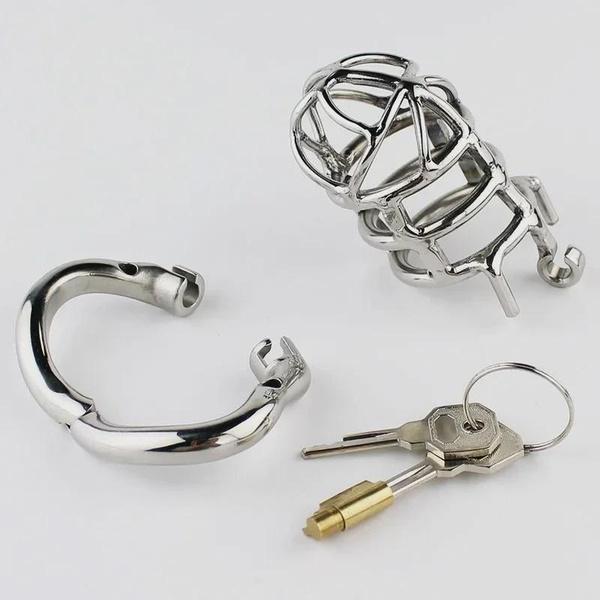 Male Stainless Steel Chastity Cage with Arc-Shaped Rings