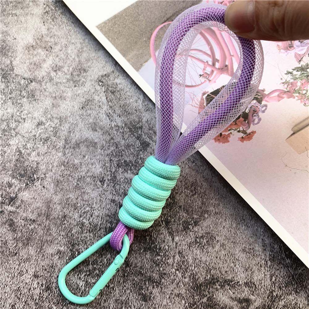 Accessories Fluorescent Phone Strap Braided Strips Keycord Mesh Lanyard Keychains Key Rings