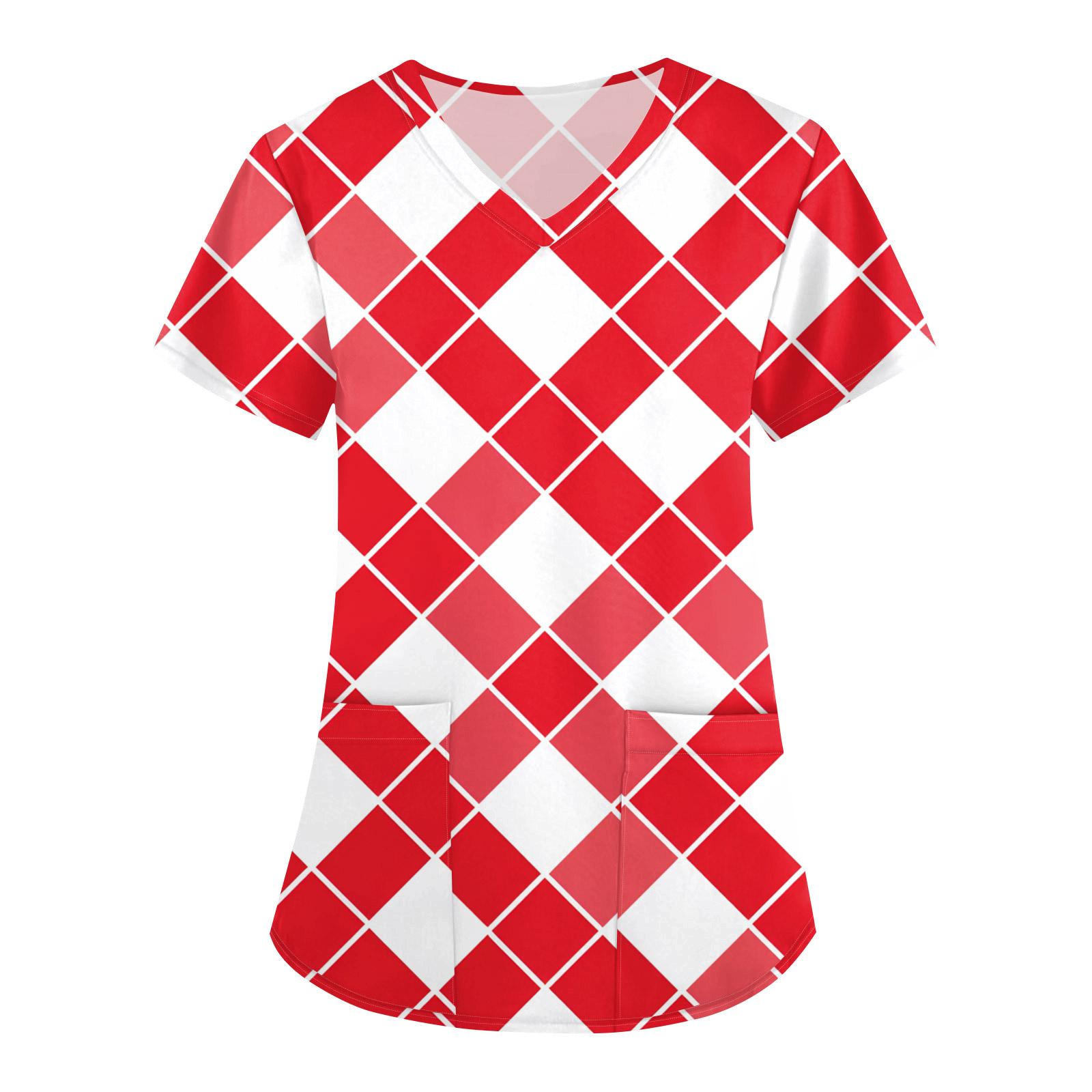 

Женская свободная униформа с V-образным вырезом, короткими рукавами и рождественским принтом XXXXL