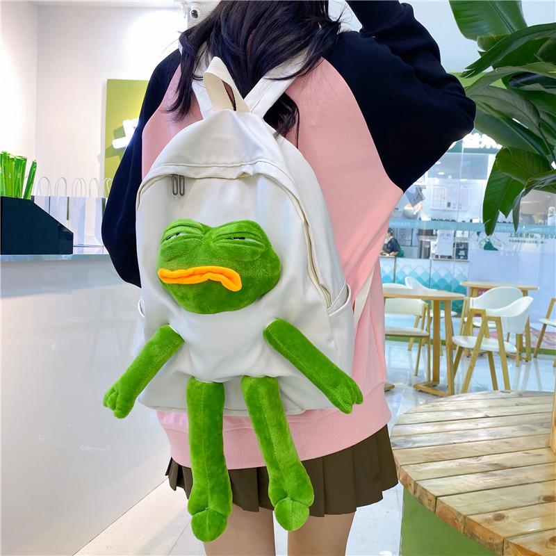 Cartoon-Frosch-Rucksack für Kinder und Jugendliche, Oxford-Stoff, lässige Schultasche mit Luftstrom-Komfort