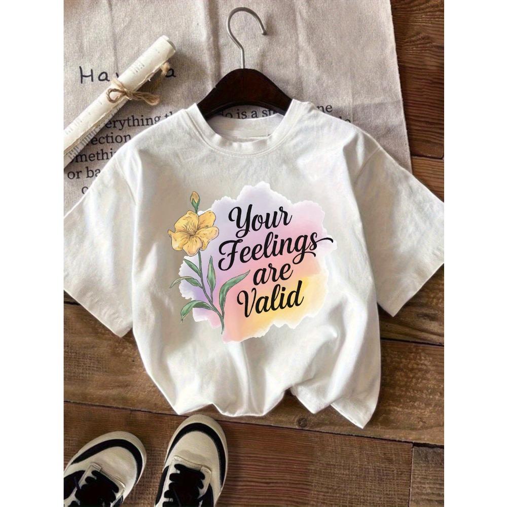 Rabbit Flower Series Print Summer Girls Clothes Tee Cotton Casual Childrens Tshirt Childrens Fashion Short Sleeved Shirt Tops