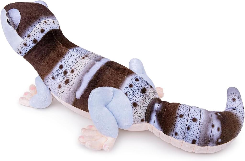 Leopard Gecko Plush Toy Cute Body Pillow Toy for Boys A Perfect Gift for Home Decor [Realistic Design] 15-inch (Gray-Brown) Reptile-Style