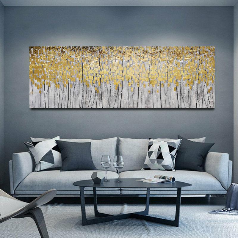 Gold Abstract Art Nordic Poster And Prints Rich Tree Horizontal Canvas Oil Painting Decor Wall Art