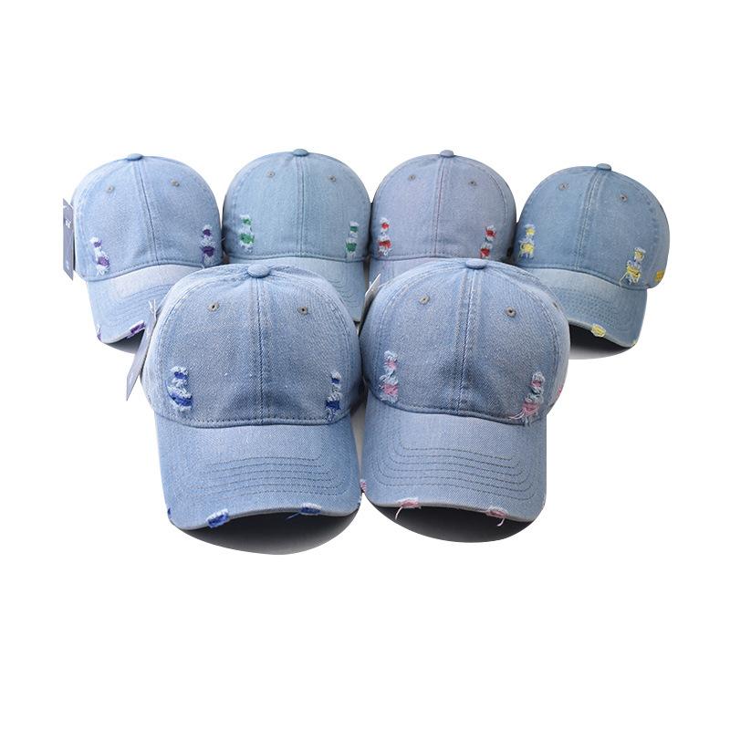 Couples baseball cap Baseball Cap version Sun hat Hole Spring Autumn Wash denim Woman's hat Cap Hip Hop Fitted Cap