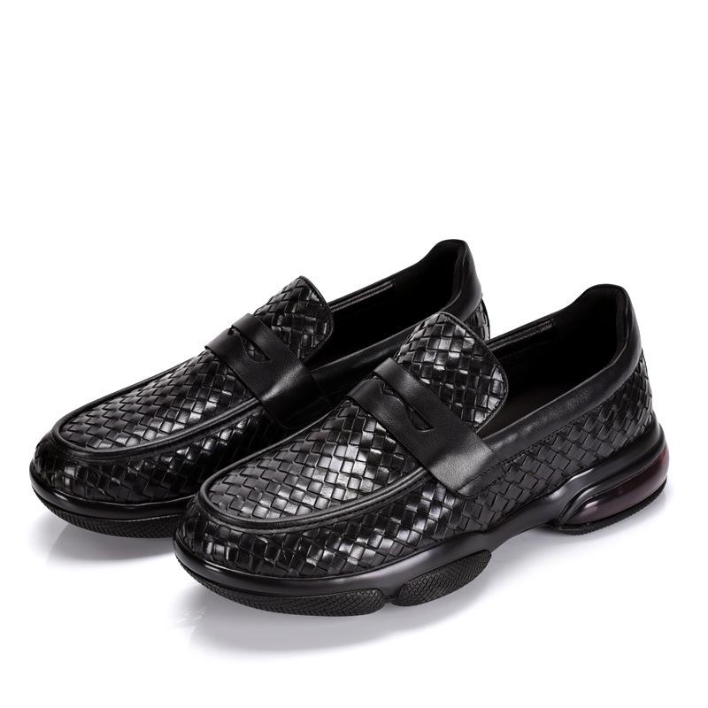 Men s Casual Luxury Woven Air Cushion Loafers with Thick Sole and Slip-On Design 39